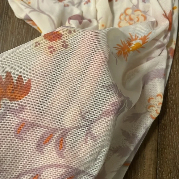 NEW Free People Boho Dusty Pink Floral Long Sheer Sleeve Pull Over Peasant top L - Picture 14 of 14